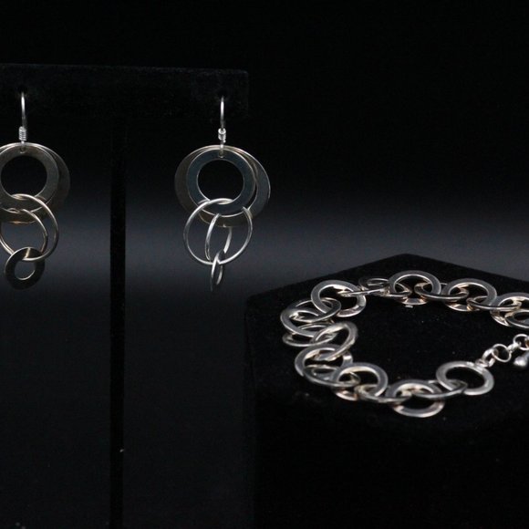 STERLING SILVER CA CANADA CIRCULAR NECKLACE SET - Picture 2 of 12